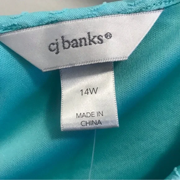CJ Banks Turquoise Blue Sleeveless Dress Size 14W Brand New With Tags - Picture 4 of 6